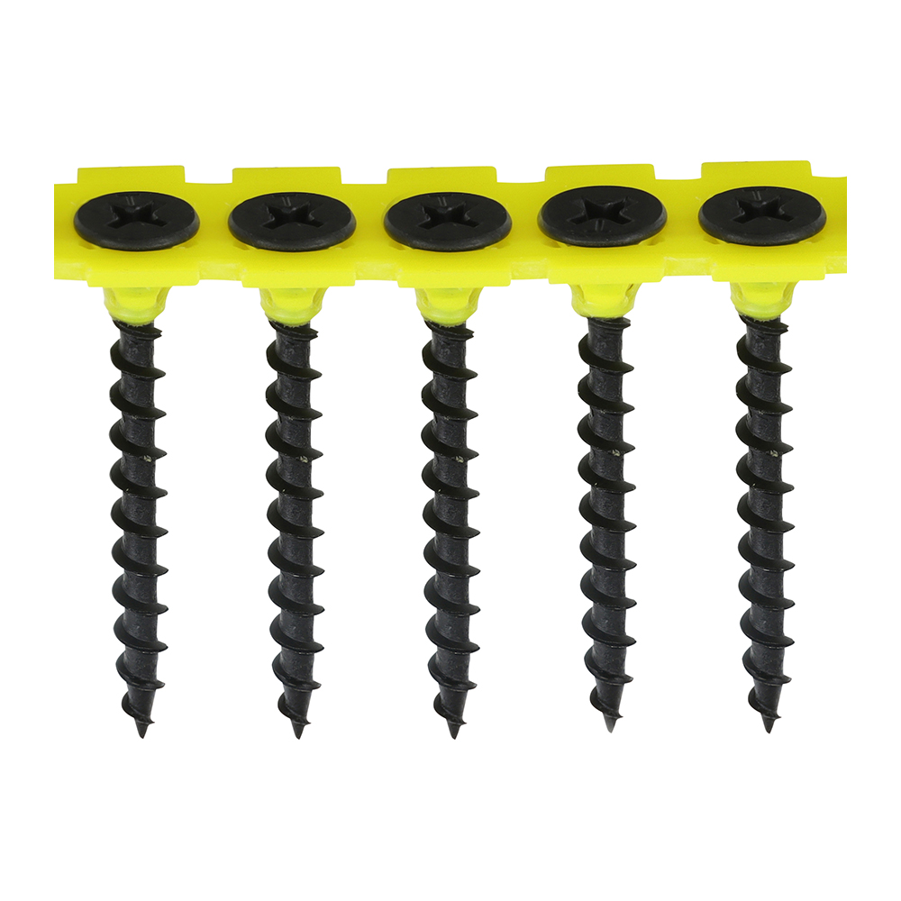 Collated Drywall Screws - PH - Bugle - Coarse Thread - Black - 3.5x25