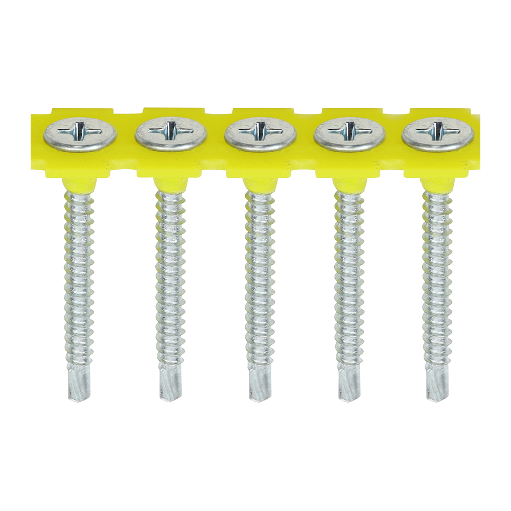 Collated Drywall Screws - PH - Bugle - Self Tapping Thread - Self Drilling - Zinc - 3.5x35