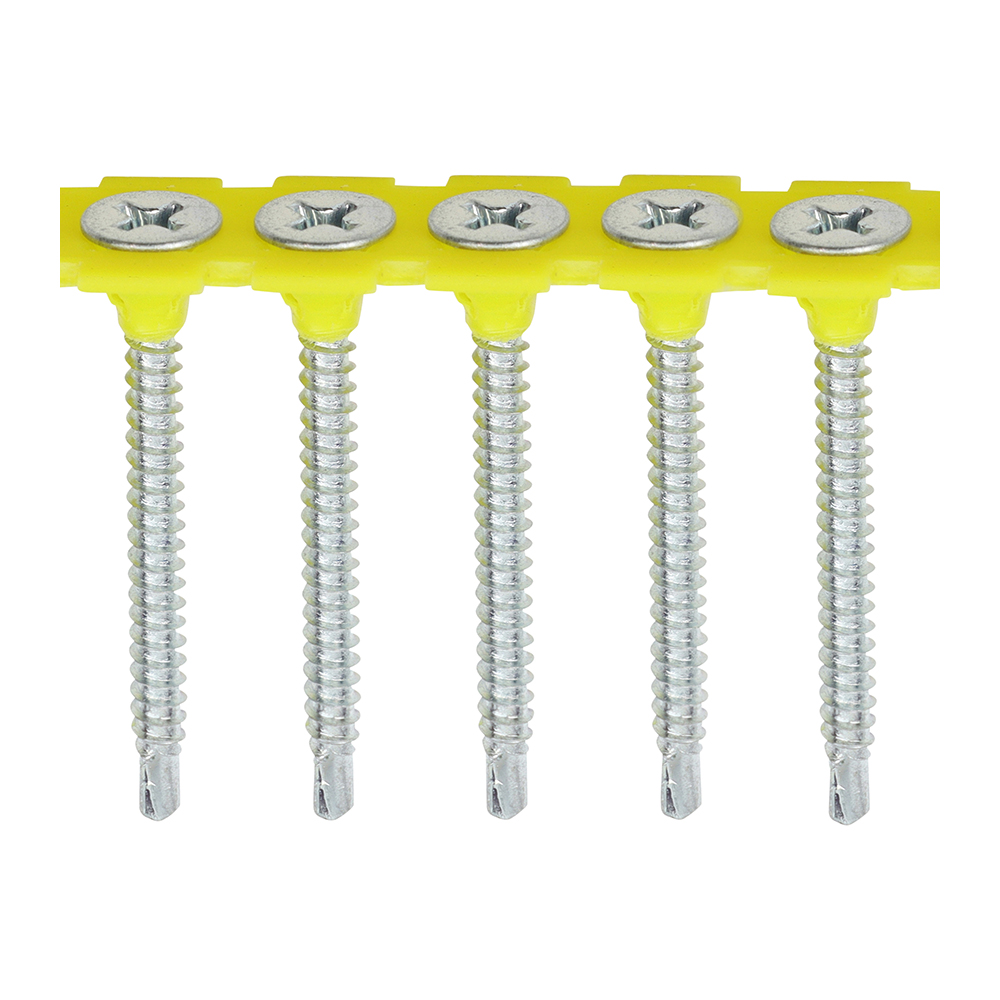 Collated Drywall Screws - PH - Bugle - Self Tapping Thread - Self Drilling - Zinc - 3.5x45