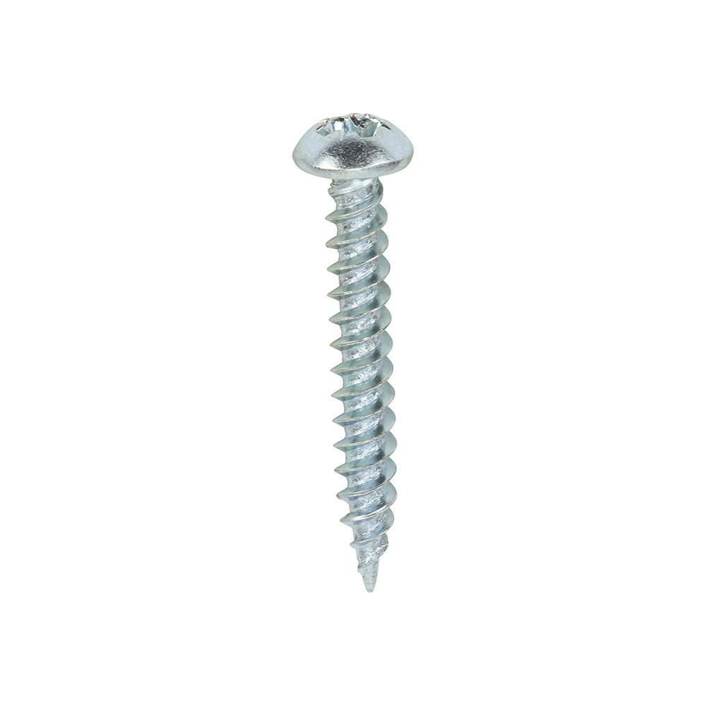 Twin-Threaded Woodscrews - PZ - Round - Zinc - 6x1