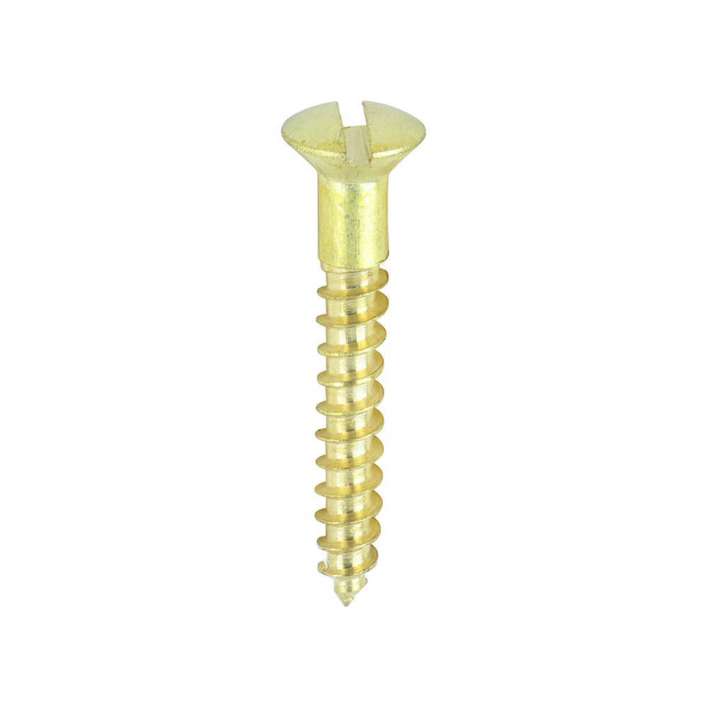 Solid Brass Timber Screws - SLOT - Raised Countersunk - 6x1