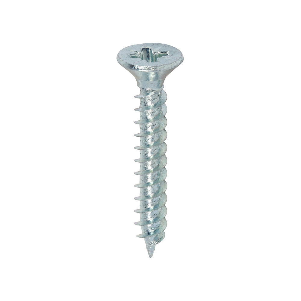Twin-Threaded Woodscrews - PZ - Double Countersunk - Zinc - 7x1