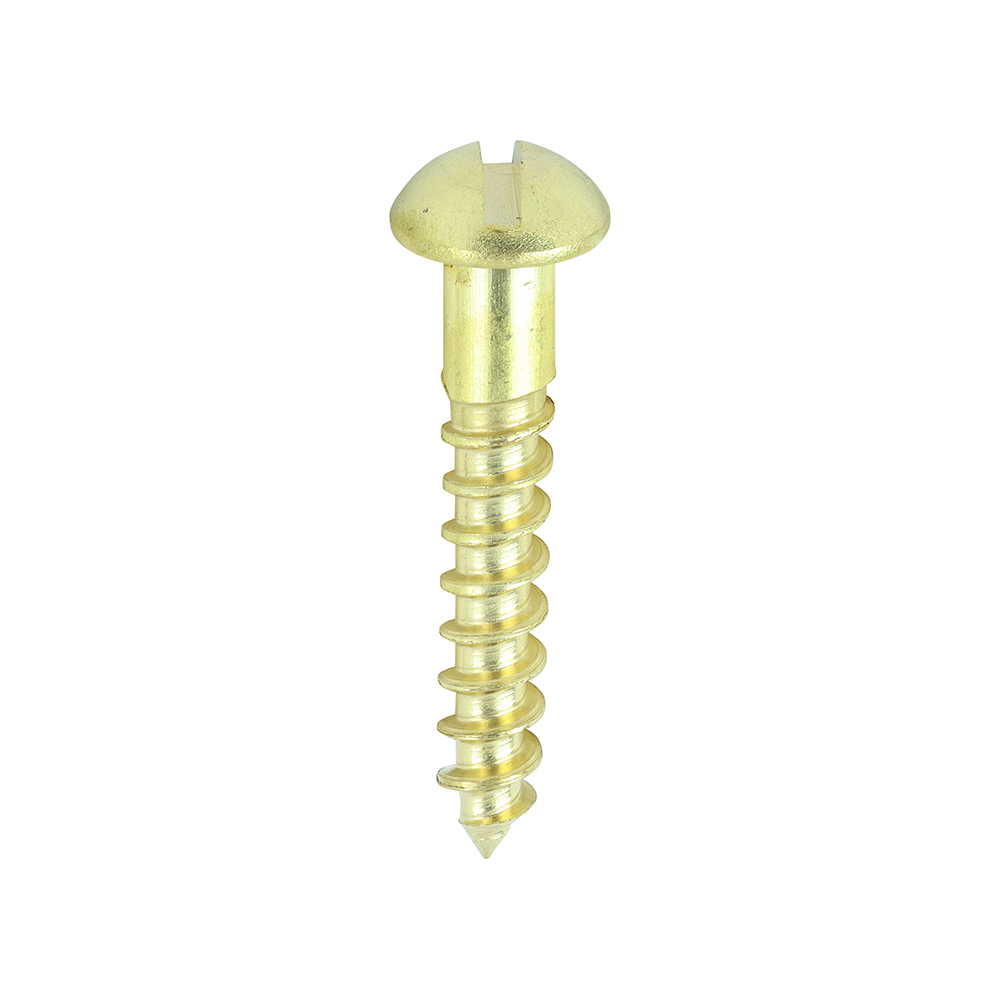 Solid Brass Timber Screws - SLOT - Round - 8x1