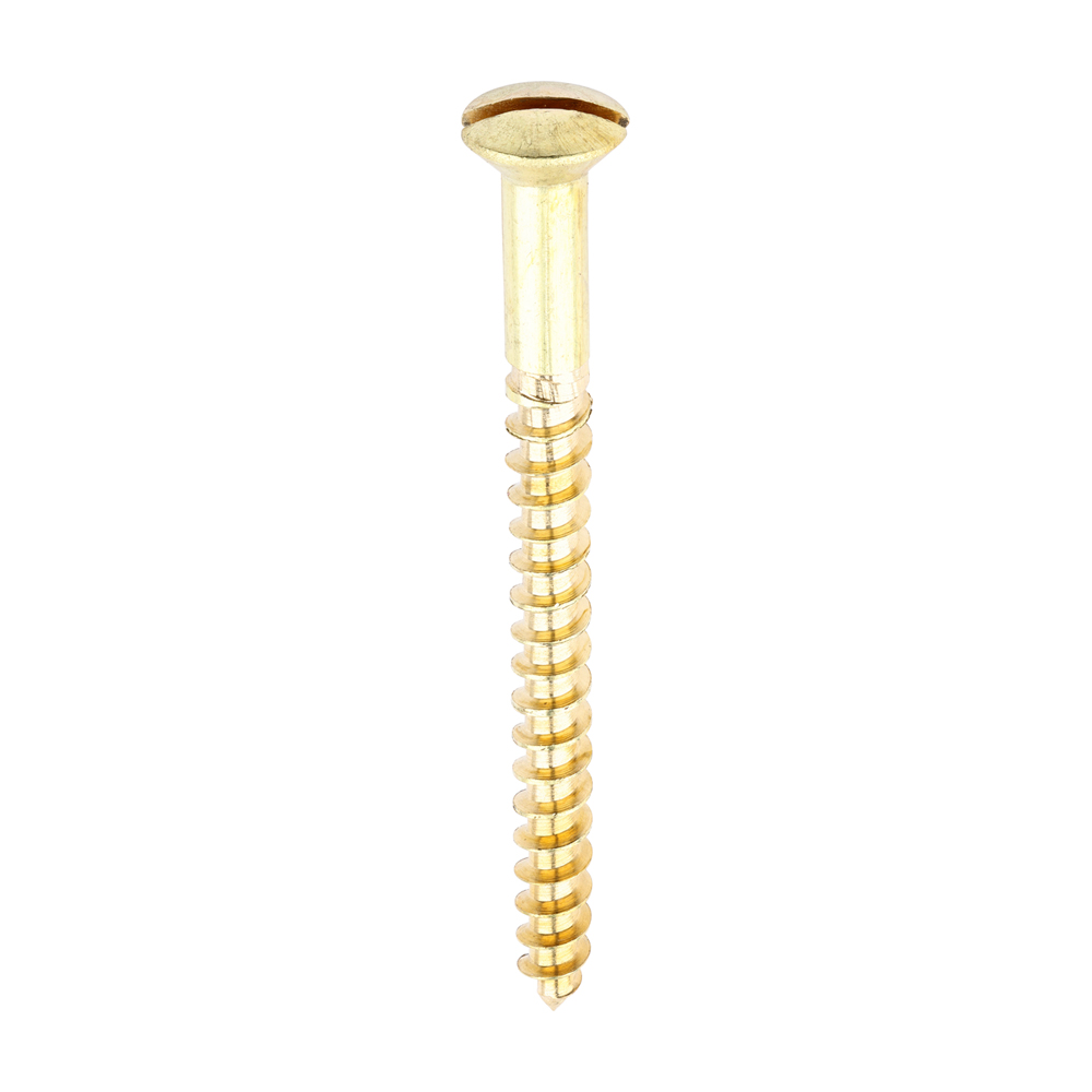 Solid Brass Timber Screws - SLOT - Raised Countersunk - 8x2