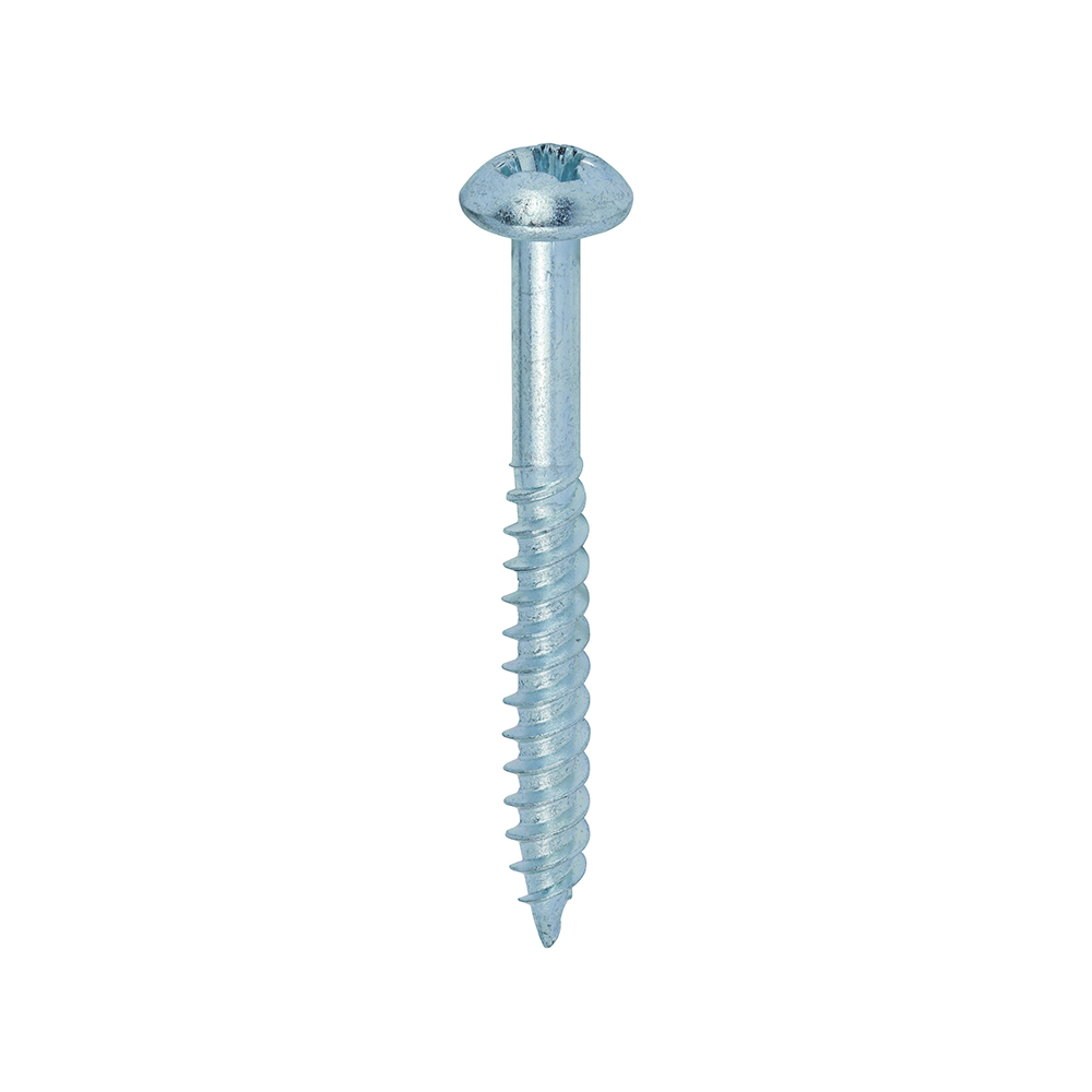 Twin-Threaded Woodscrews - PZ - Round - Zinc - 12x2