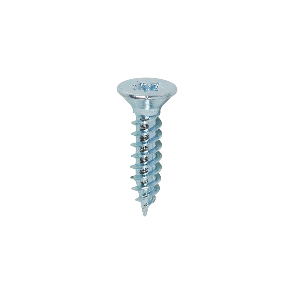 Twin-Threaded Woodscrews - PZ - Double Countersunk - Zinc - 4x1/2
