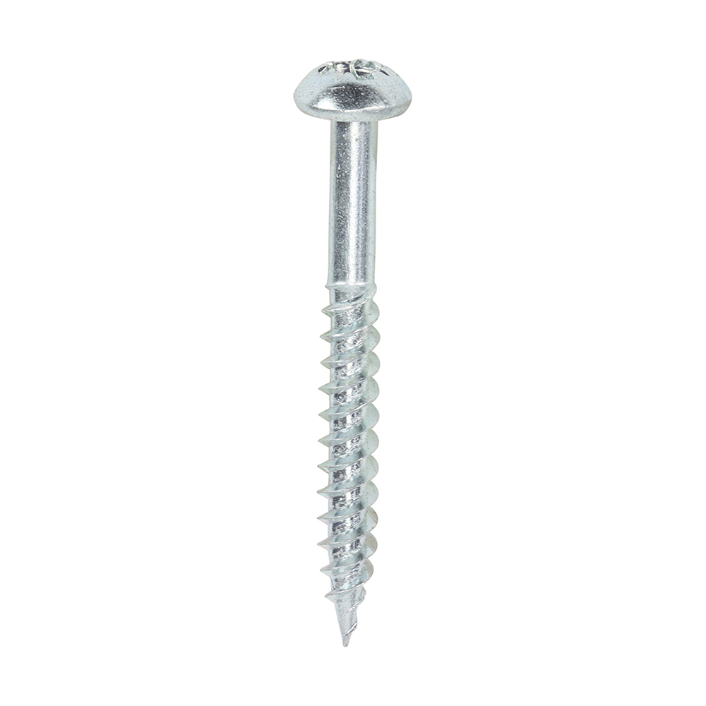 Twin-Threaded Woodscrews - PZ - Round - Zinc - 6x11/4
