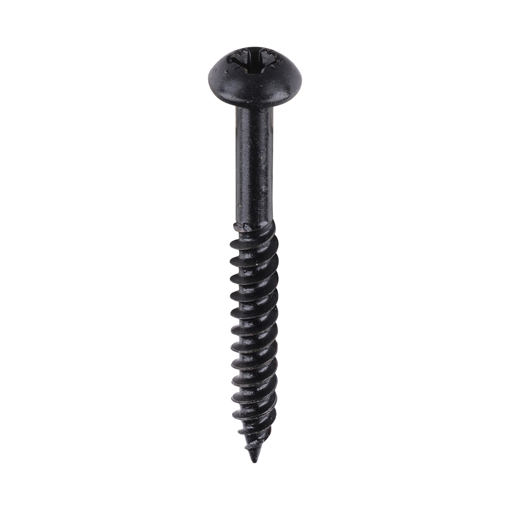 Blackjax Woodscrews - PZ - Round - Black Organic - 8x11/2