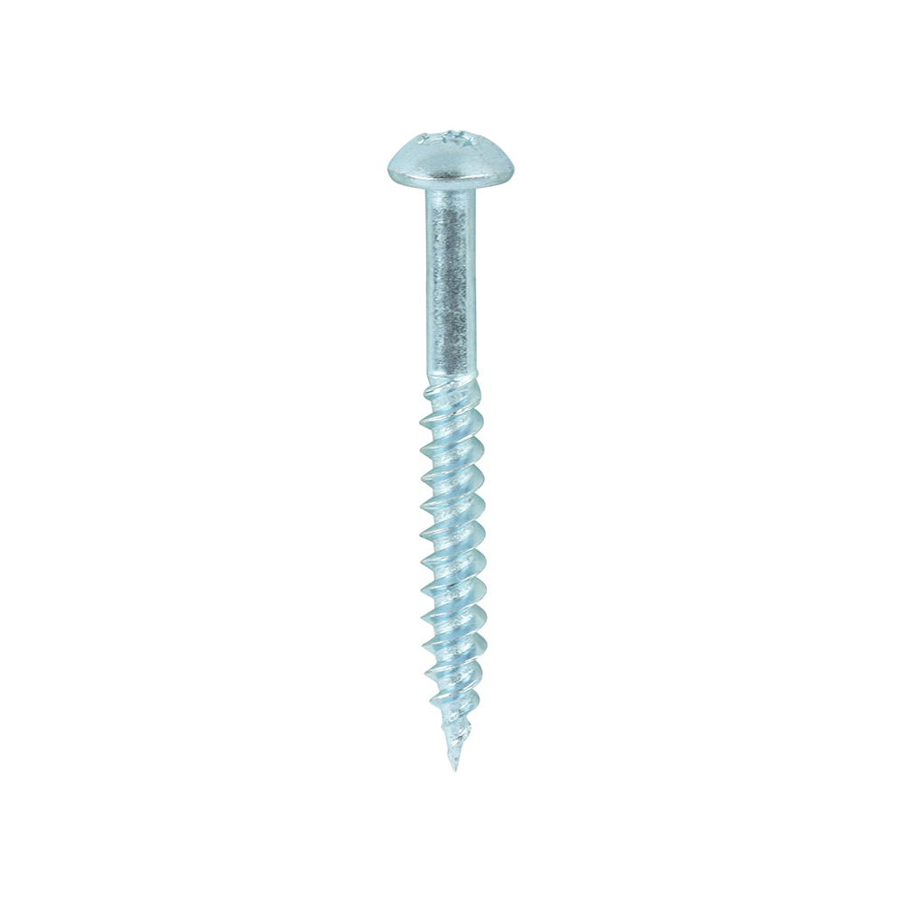Twin-Threaded Woodscrews - PZ - Round - Zinc - 8x11/2