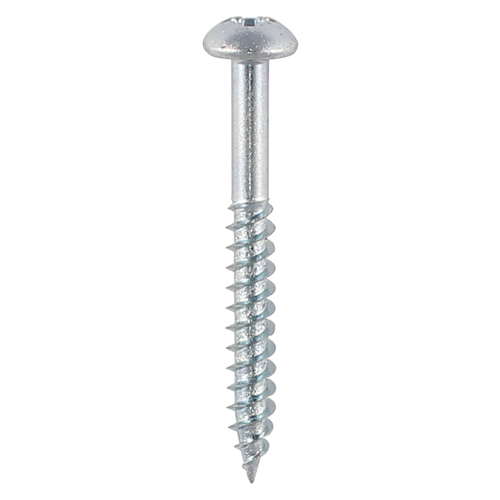 Twin-Threaded Woodscrews - PZ - Round - Zinc - 8x11/4