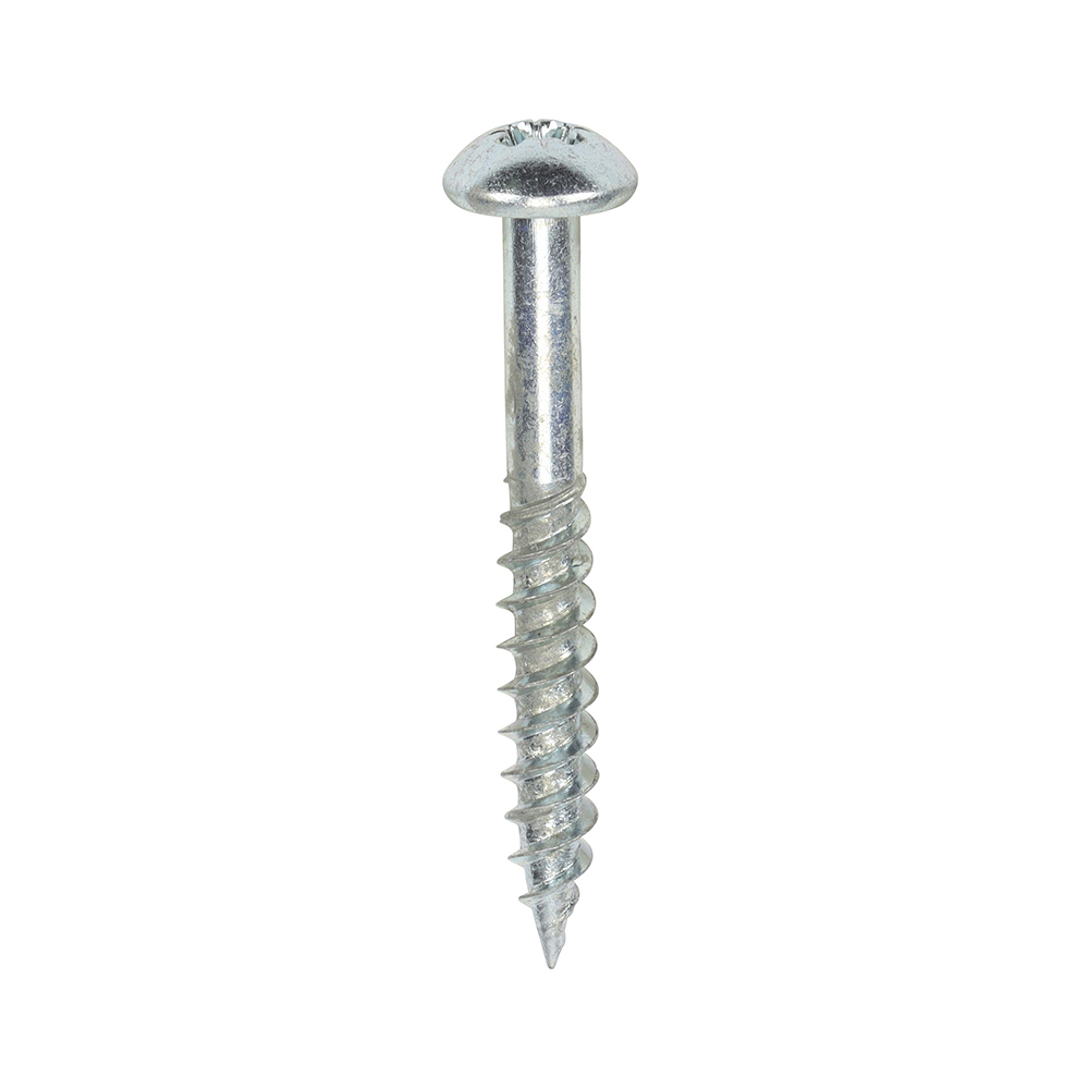 Twin-Threaded Woodscrews - PZ - Round - Zinc - 10x11/2