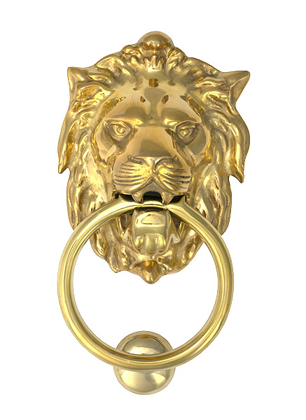 Polished Brass Lion Head Door Knocker