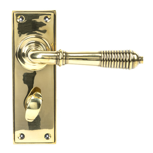 Aged Brass Reeded Lever Bathroom Set