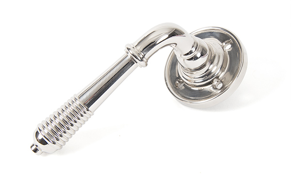 Polished Nickel Reeded Lever on Rose Set