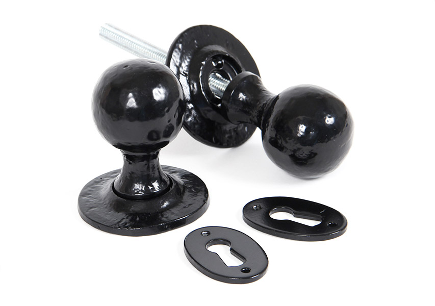 Black Round Mortice/Rim Knob Set