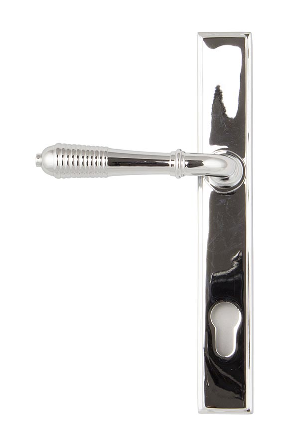 Polished Chrome Reeded Slimline Lever Espag. Lock Set