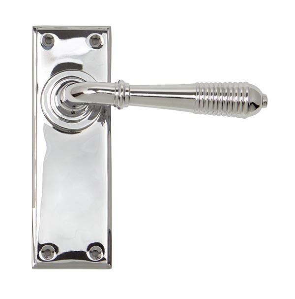 Polished Chrome Reeded Lever Latch Set