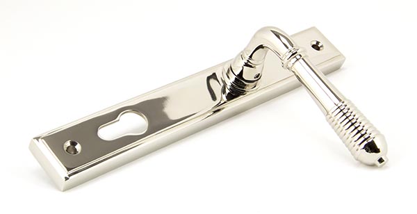 Polished Nickel Reeded Slimline Lever Espag. Lock Set