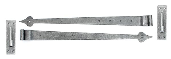 Pewter 35" Hook & Band Hinge - Cranked (pair)