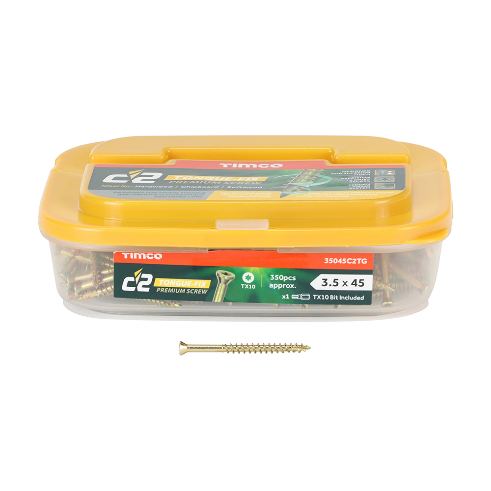 C2 Tongue-Fix - TX - Reduced Countersunk - Twin-Cut - Yellow - 3.5x45 - (350)