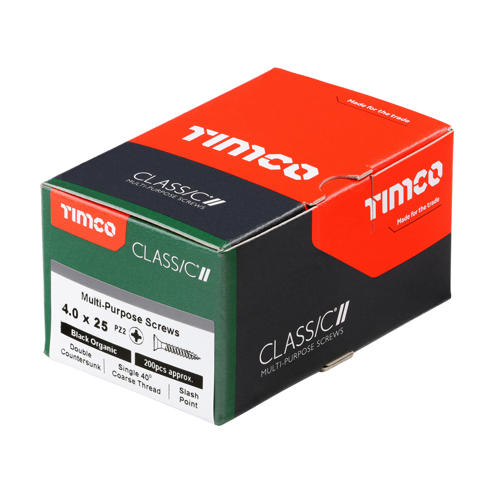 Classic Multi-Purpose Screws - PZ - Double Countersunk - Exterior - Black Organic - 4.0x25