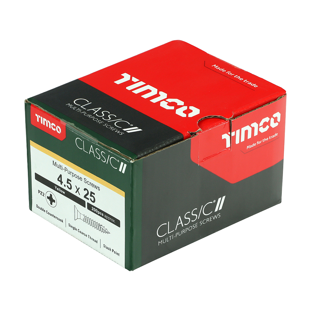 Classic Multi-Purpose Screws - PZ - Double Countersunk - Yellow - 4.5x25