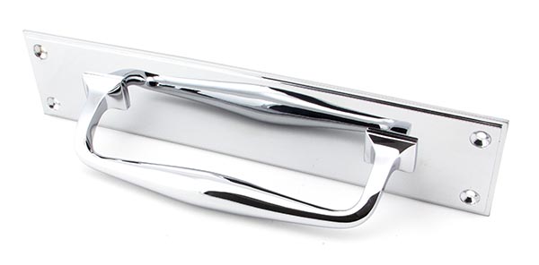 Polished Chrome 300mm Art Deco Pull Handle on Backplate