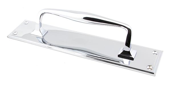 Polished Chrome 300mm Art Deco Pull Handle on Backplate