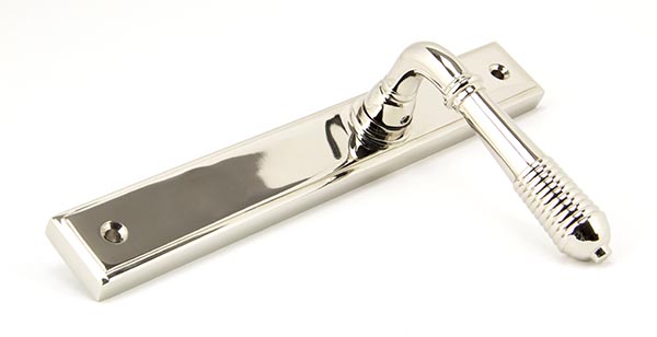 Polished Nickel Reeded Slimline Lever Espag. Latch Set