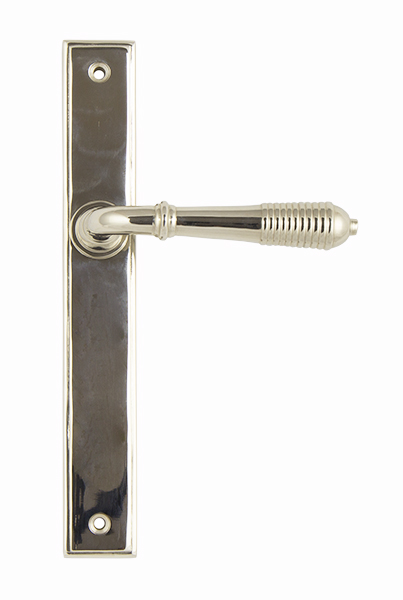 Polished Nickel Reeded Slimline Lever Espag. Latch Set