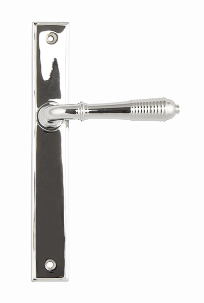 Polished Chrome Reeded Slimline Lever Espag. Latch Set