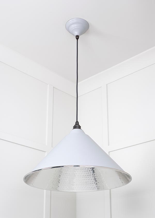 Hammered Nickel Hockley Pendant in Birch