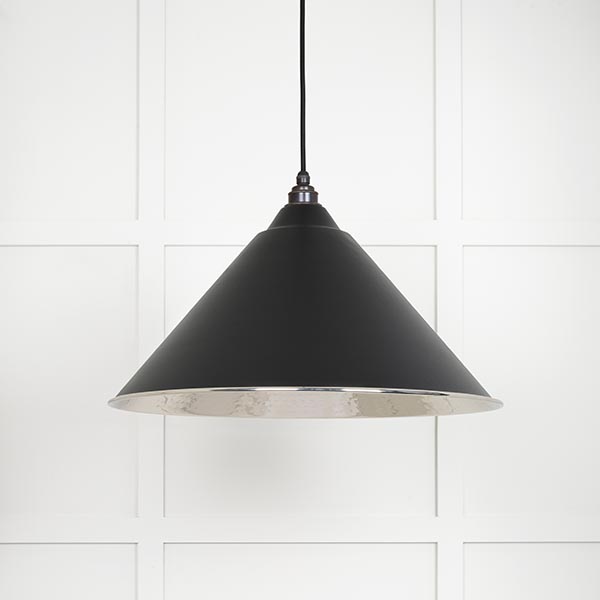 Hammered Nickel Hockley Pendant in Elan Black