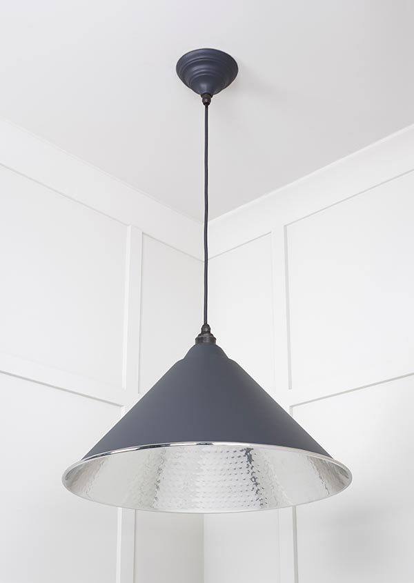 Hammered Nickel Hockley Pendant in Slate