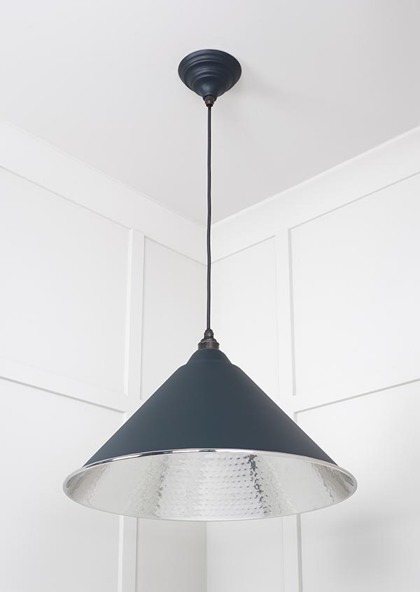 Hammered Nickel Hockley Pendant in Soot