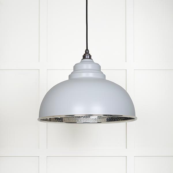Hammered Nickel Harborne Pendant in Birch