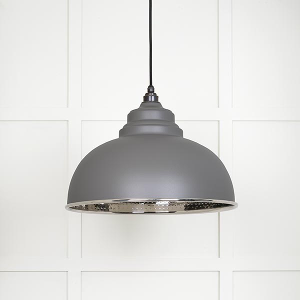Hammered Nickel Harborne Pendant in Bluff