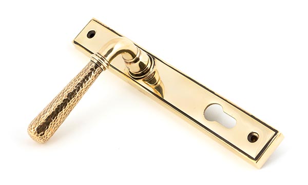 Aged Brass Hammered Newbury Slimline Espag. Lock Set