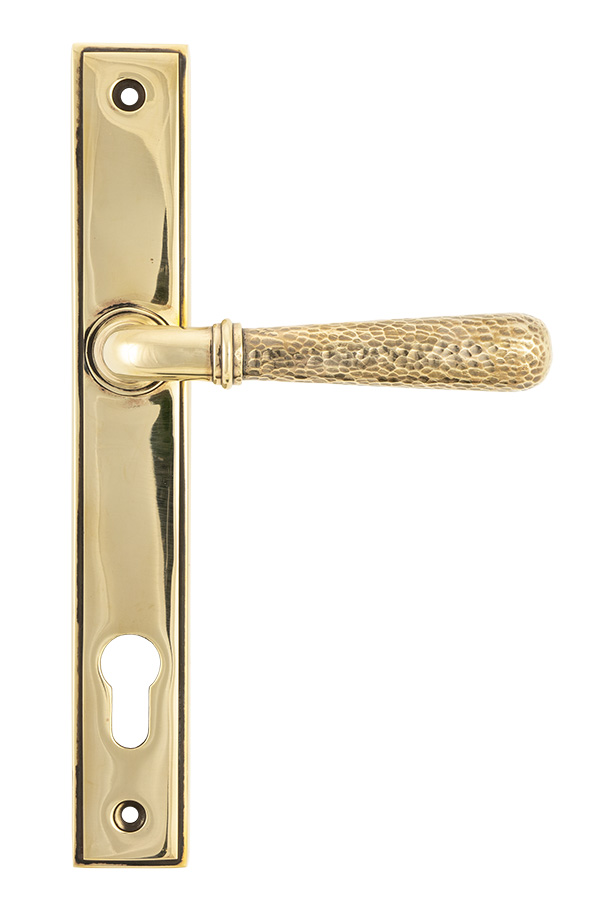 Aged Brass Hammered Newbury Slimline Espag. Lock Set