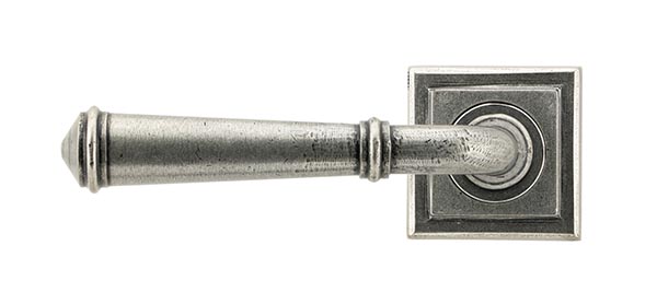 Pewter Regency Lever on Rose Set (Square)