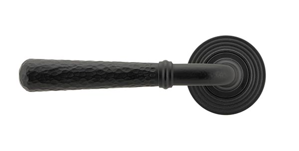Matt Black Hammered Newbury Lever on Rose Set (Beehive)