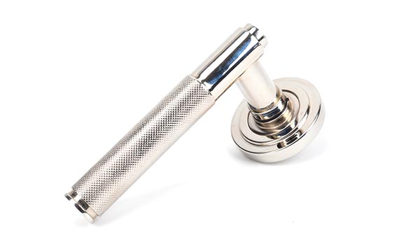 Polished Nickel Brompton Lever on Rose Set (Art Deco)