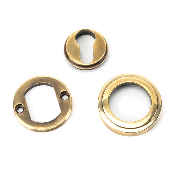 Aged Brass Round Euro Escutcheon (Art Deco)
