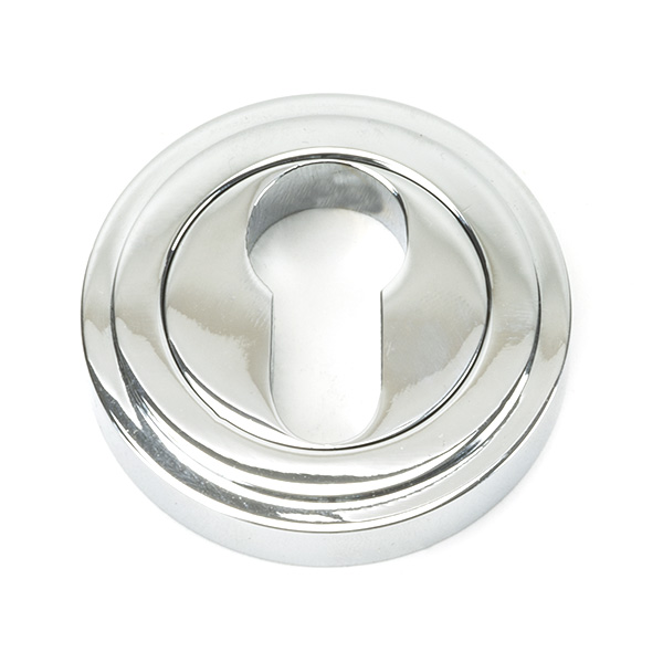 Polished Chrome Round Euro Escutcheon (Art Deco)