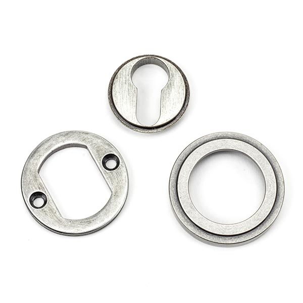 Pewter Round Euro Escutcheon (Art Deco)