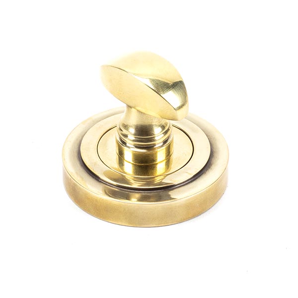 Aged Brass Round Thumbturn Set (Art Deco)