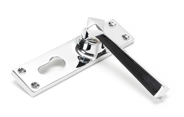 Polished Chrome Straight Lever Euro Lock Set
