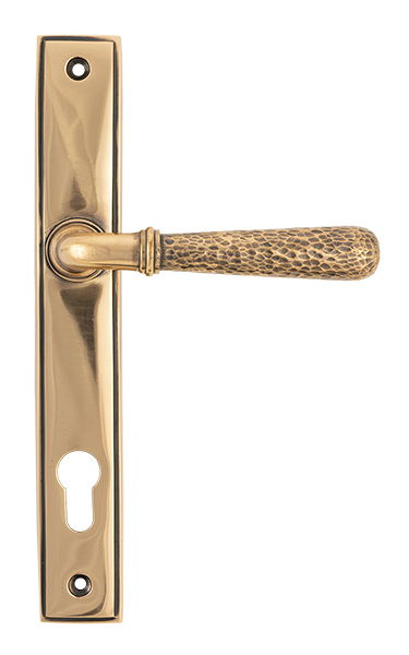 Polished Bronze Hammered Newbury Slimline Espag. Lock Set