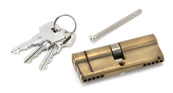 Aged Brass 40/40 5pin Euro Cylinder