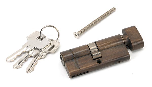 Aged Brass 35/35 5pin Euro Cylinder/Thumbturn